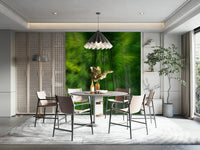 Lush green abstract nature mural
