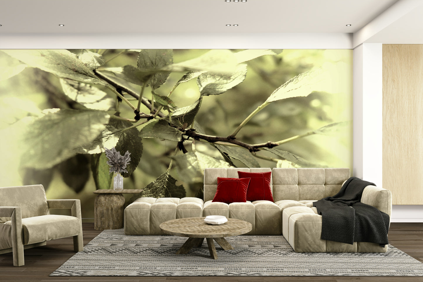 Natural green leaf wall backdrop
