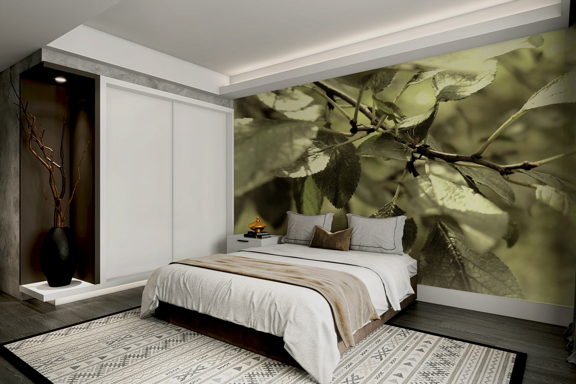 Calming botanical mural design
