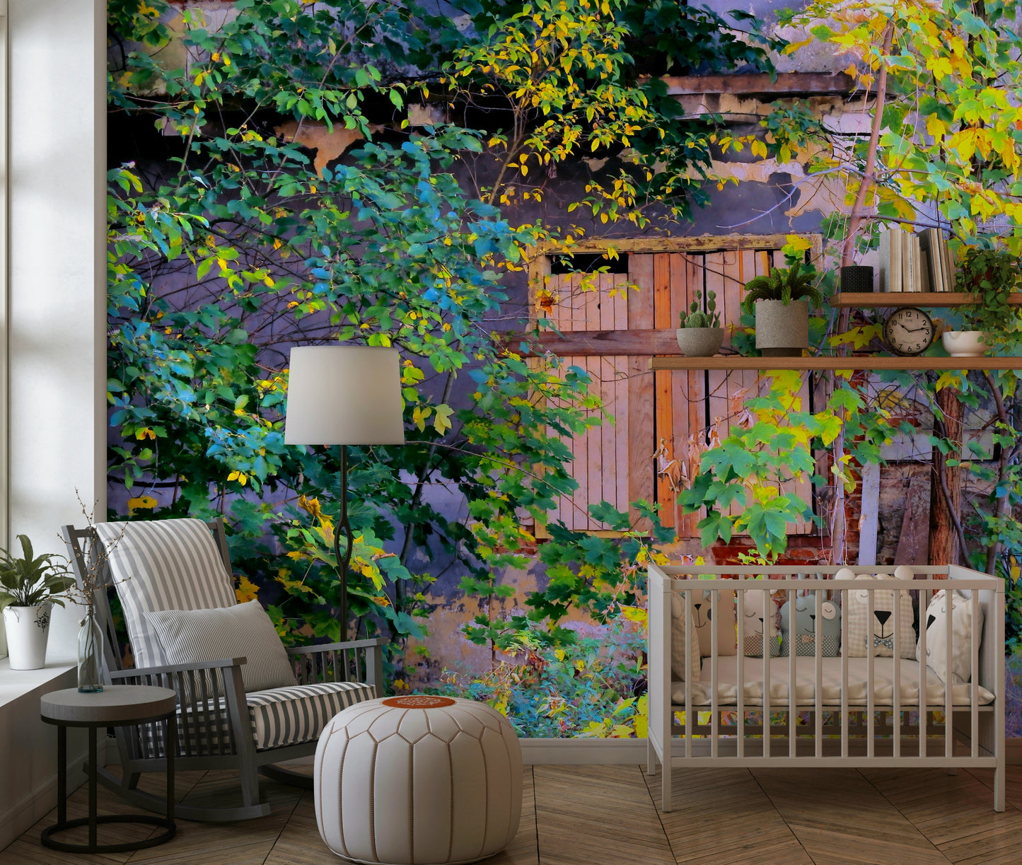 Overgrown Doorway: Nature's Embrace of Abandoned Ruins Wall Mural