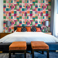 Tile-inspired kid room wallpaper
