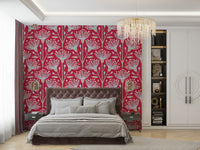 Magenta leaf mural for accent walls
