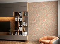 Retro-style floral and botanical motifs on a subtle background.

