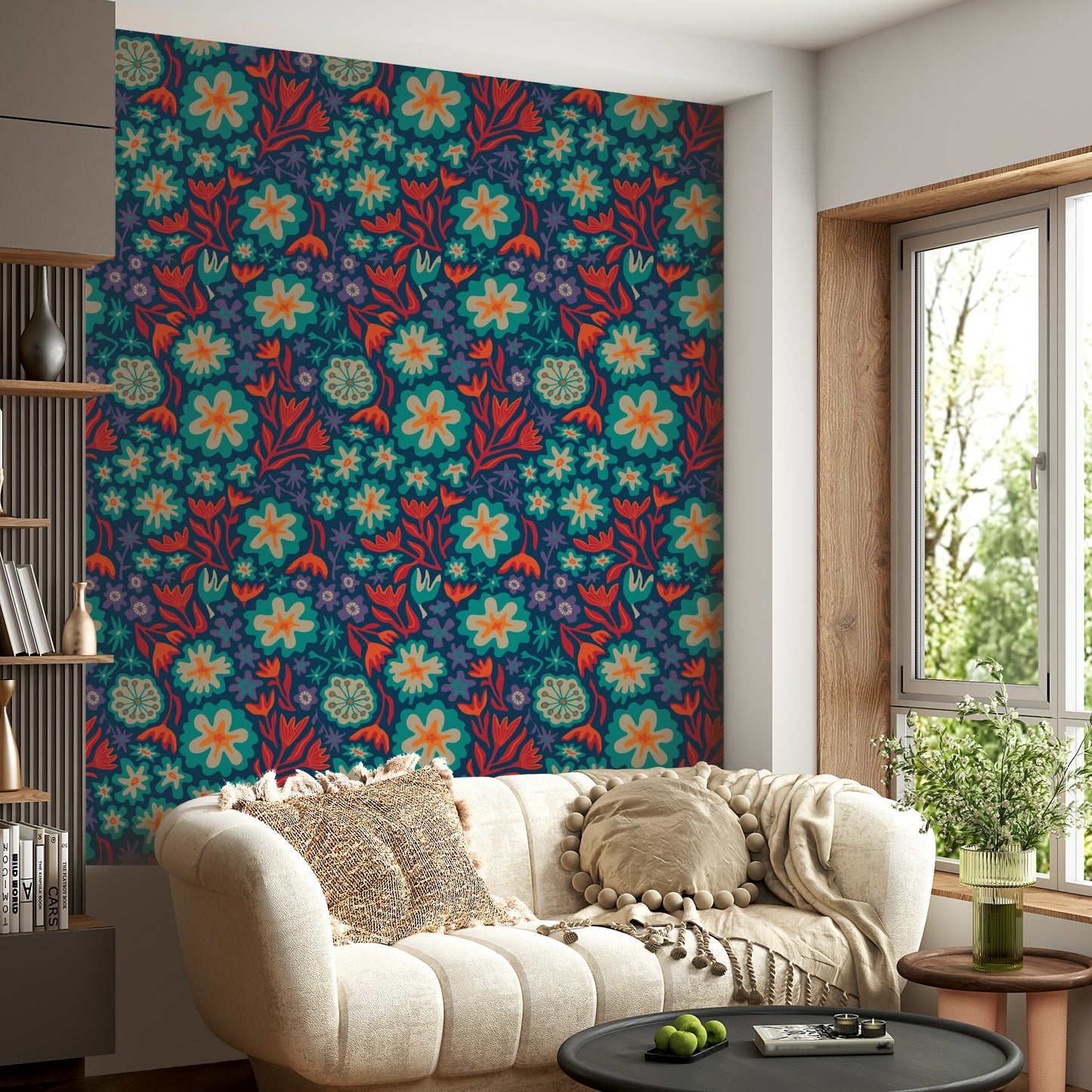 Ideal wallpaper for an accent wall, living room, or creative studio.

