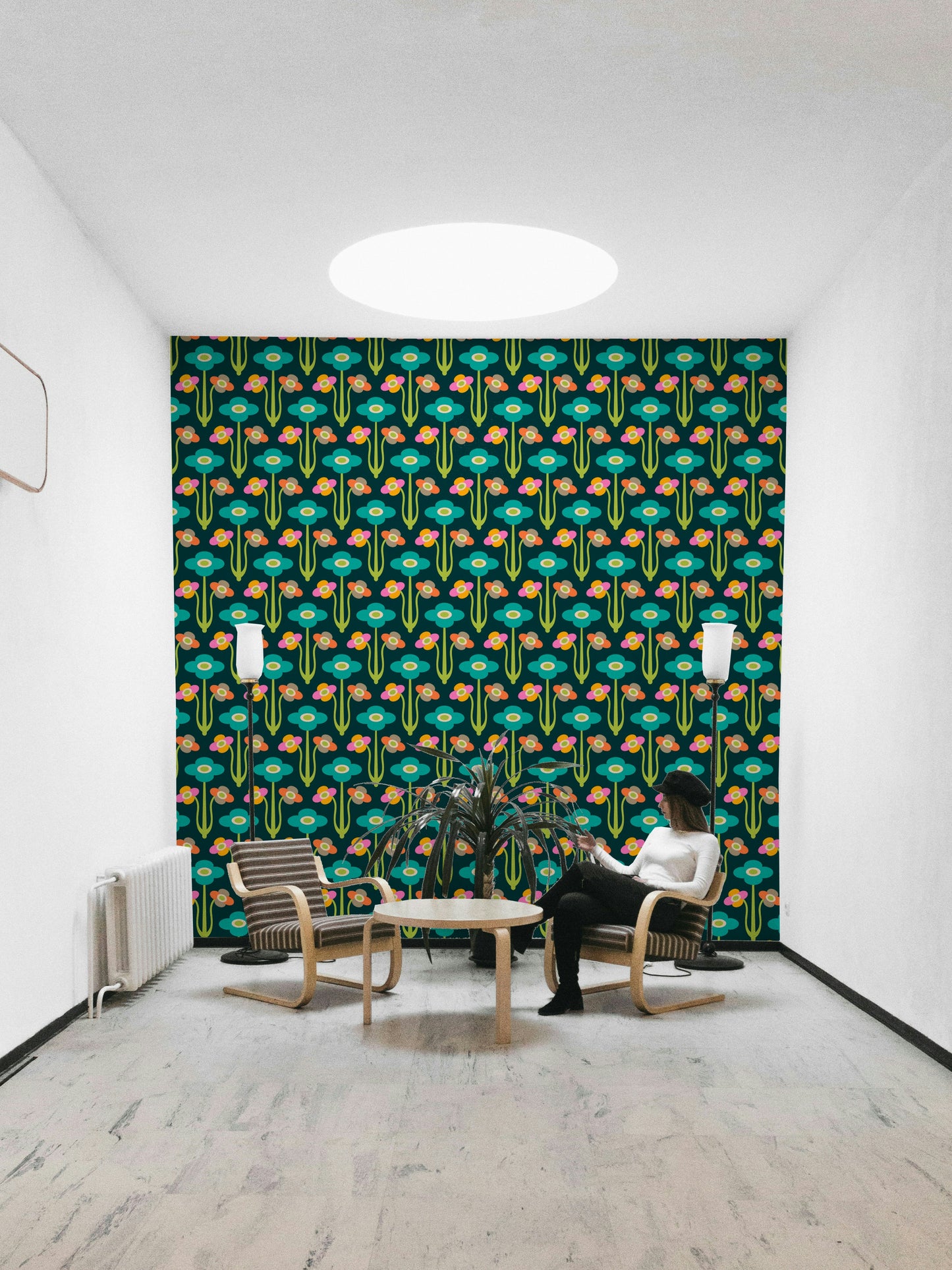 Retro Scandinavian-inspired design wallpaper.

