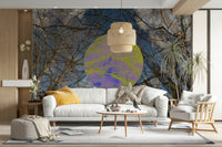 Nature meets graphic mural wallpaper
