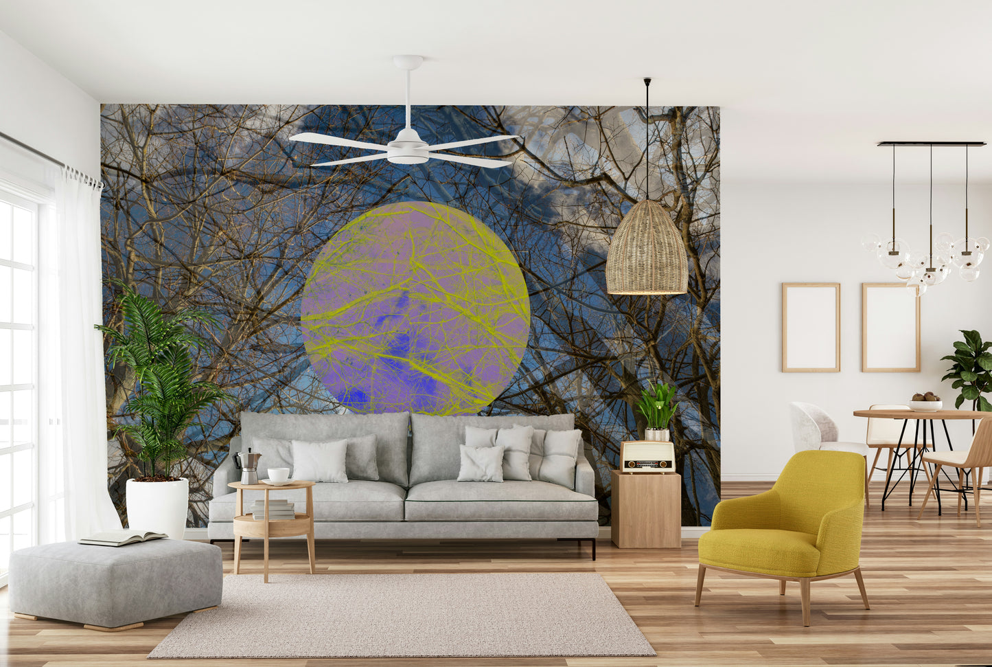 Abstract tree mural wallpaper design
