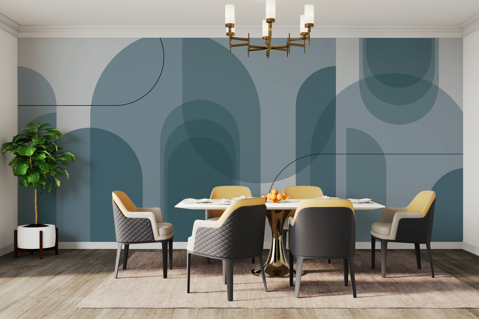 Organic shapes resembling water or sky.

