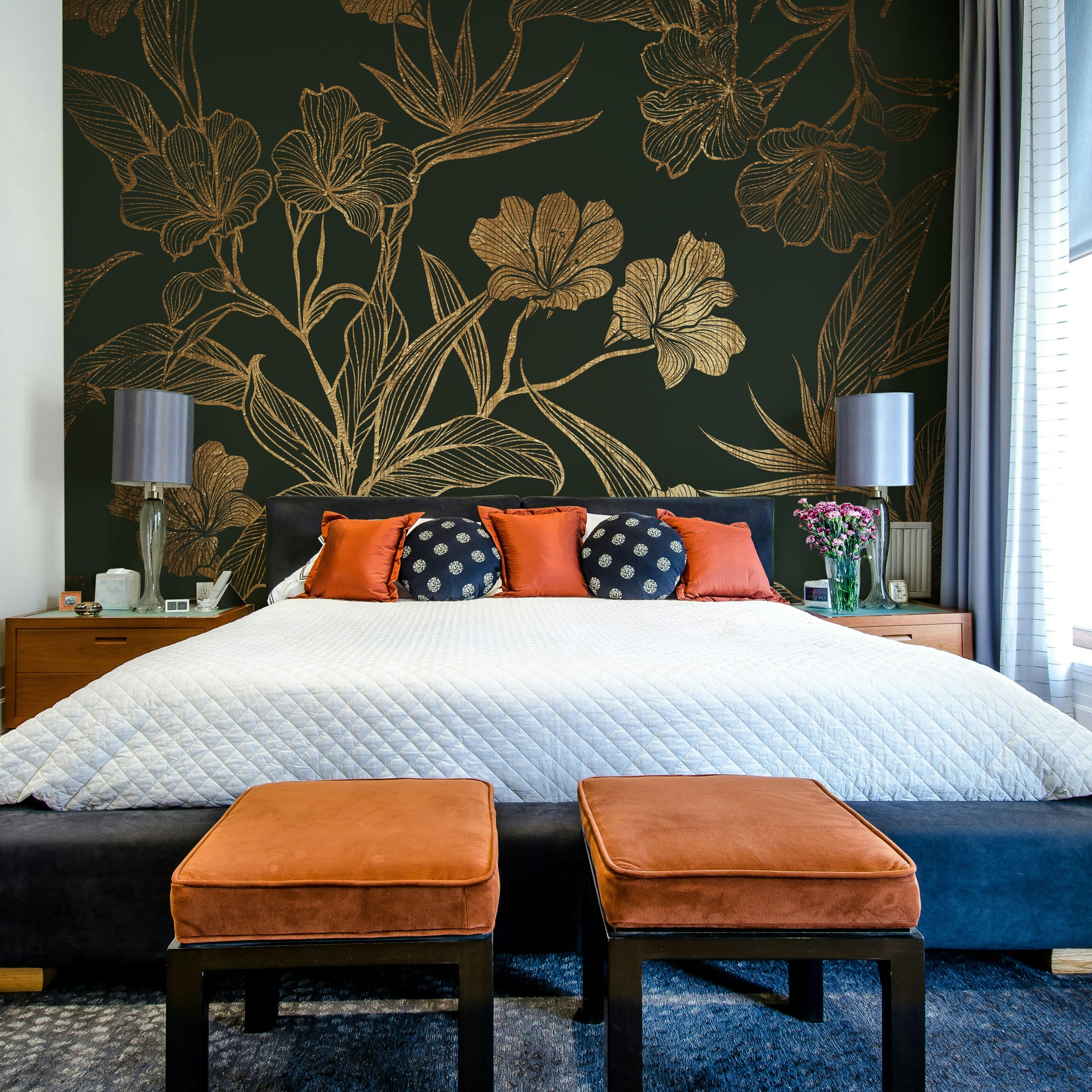 Wall covering evoking old-world charm and luxury.
