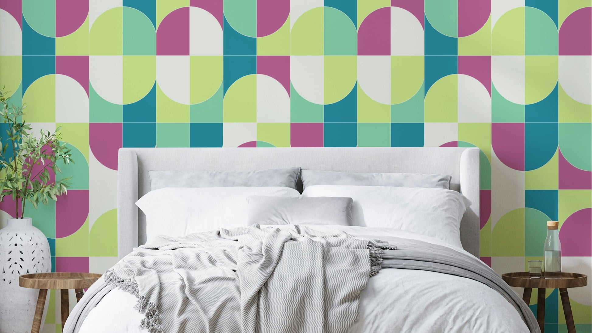 BOLD GEO TILES 04 Wallpaper on a wall.

