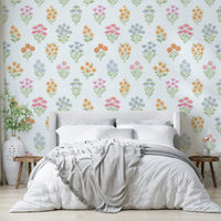 Charming and playful floral design for walls.

