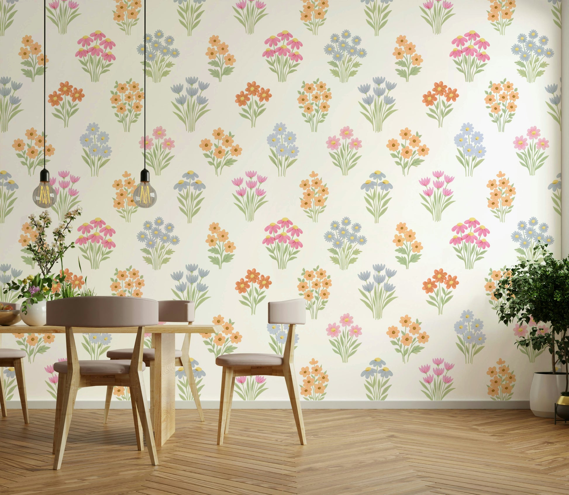 Cottagecore aesthetic wallpaper for cozy interiors.

