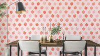Cute Hand Drawn Pink and Red Kawaii Strawberries Wallpaper.

