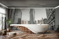 Contrasting static architecture and blurred movement.

