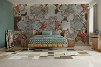 Vintage floral pattern with modern art elements.

