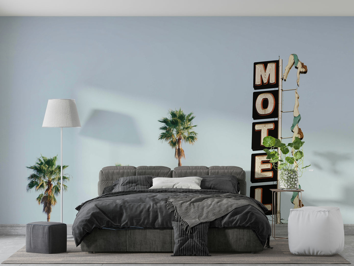 Elegant figures diving.

