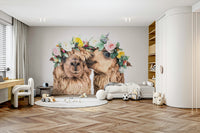 Adorable llamas interacting or showing affection.

