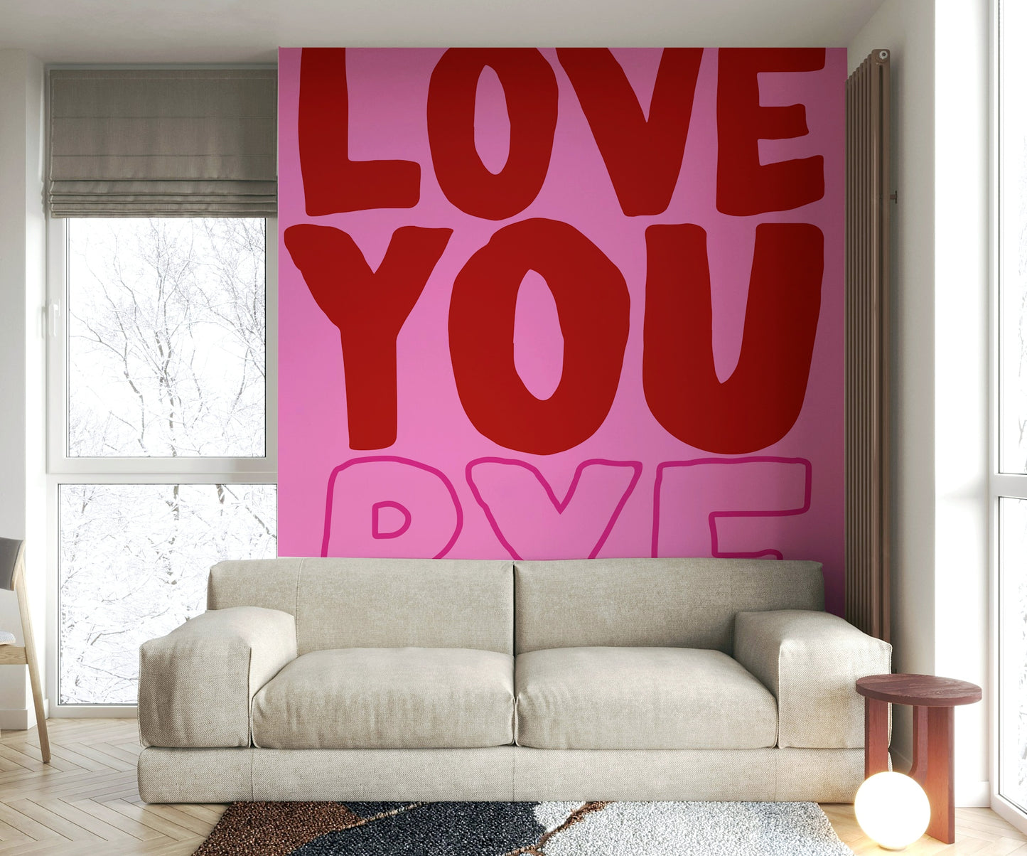Wall decor evoking love and farewell.

