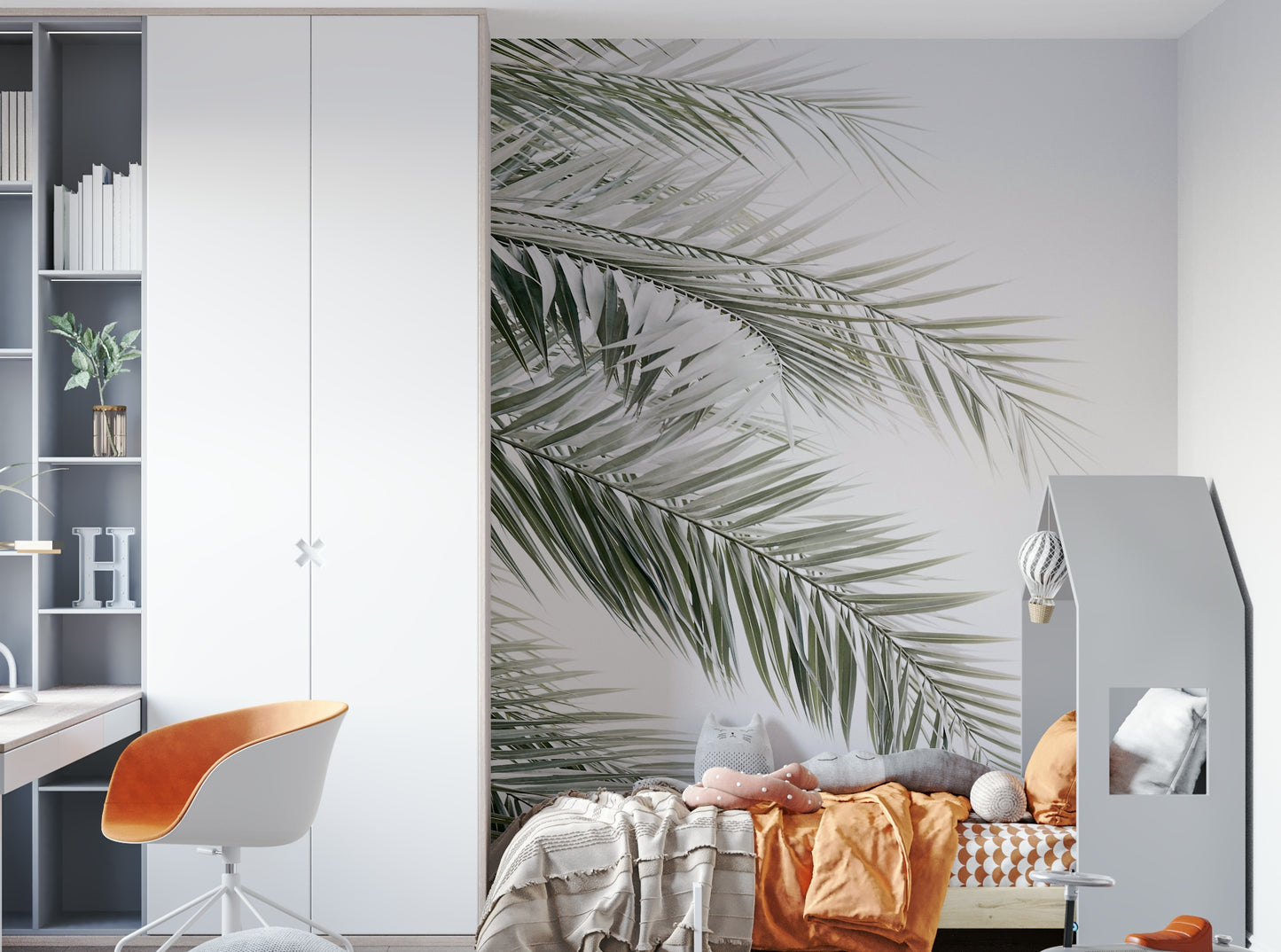 Soft hues of green, beige, or white.

