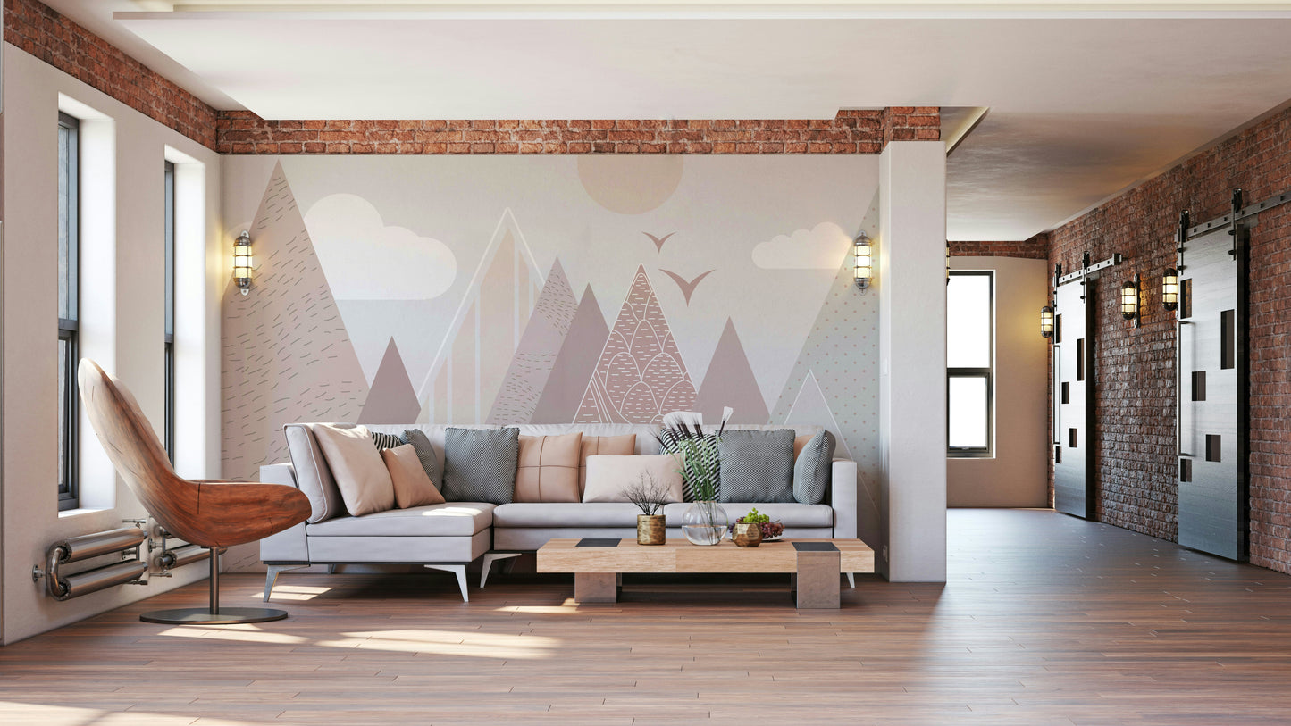 Serene mountain landscape.

