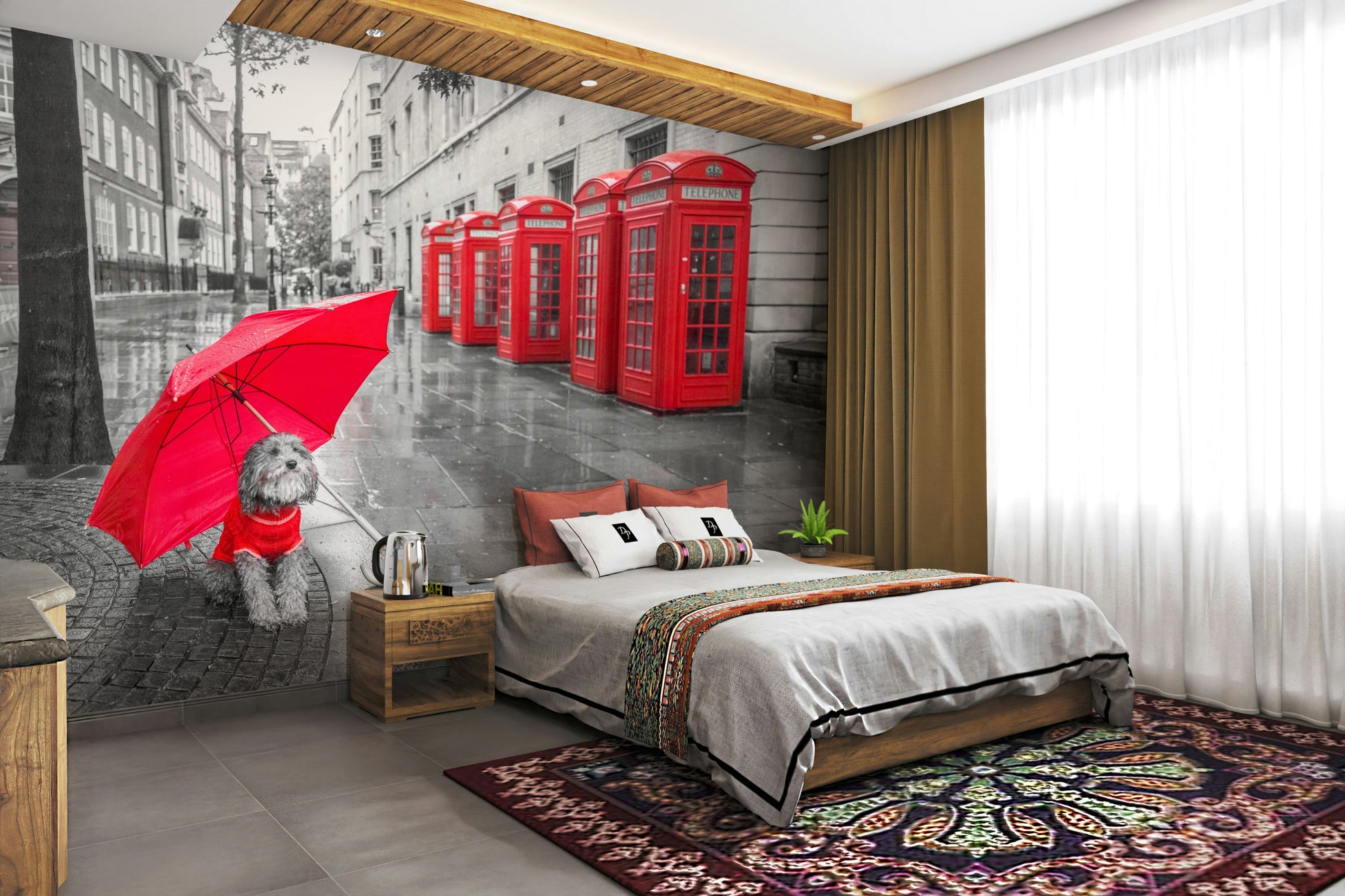 Wet, cobbled London street.

