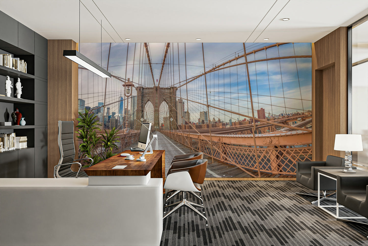 Strong architectural lines of the bridge structure.

