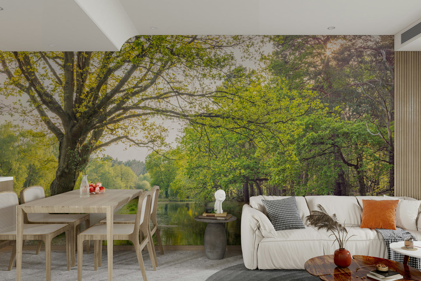 peaceful woodland path mural

