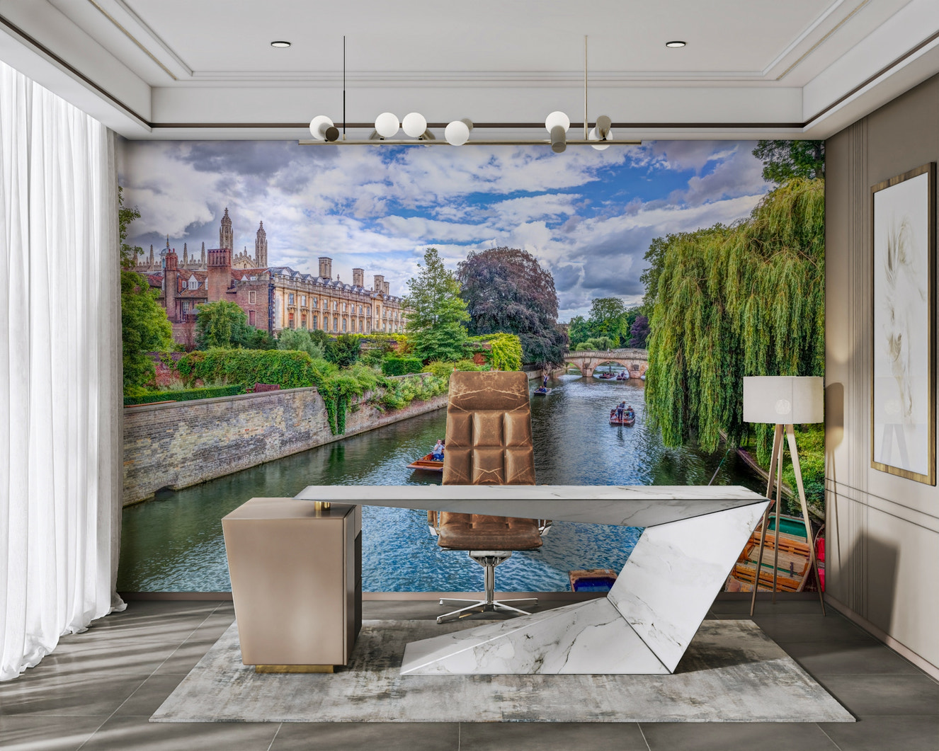 Traditional punts on River Cam.

