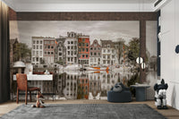 Distinctive narrow townhouses.

