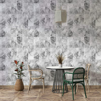 Focus on repeating geometric forms and marbled appearance.

