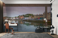 coastal town landscape wallpaper

