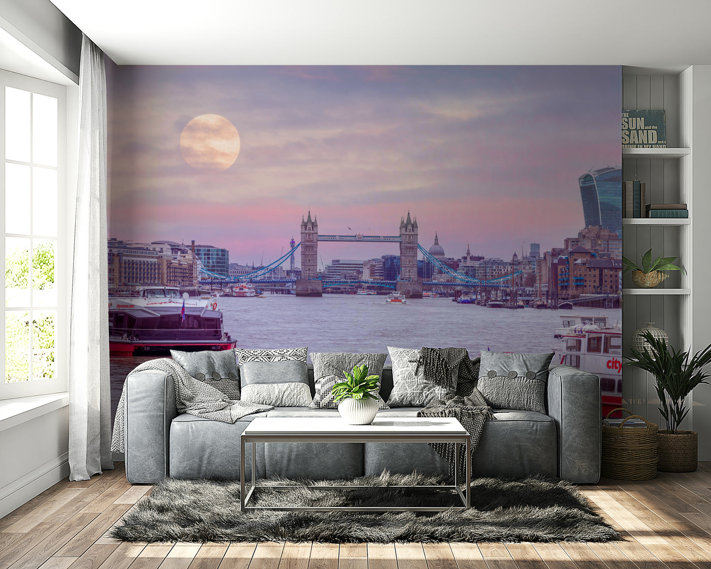 glowing pink and purple sky over the thames

