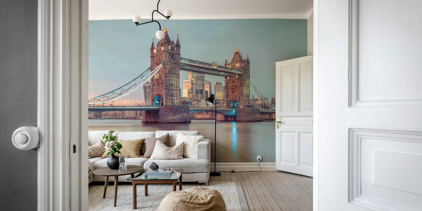 illuminated bridge over calm water

