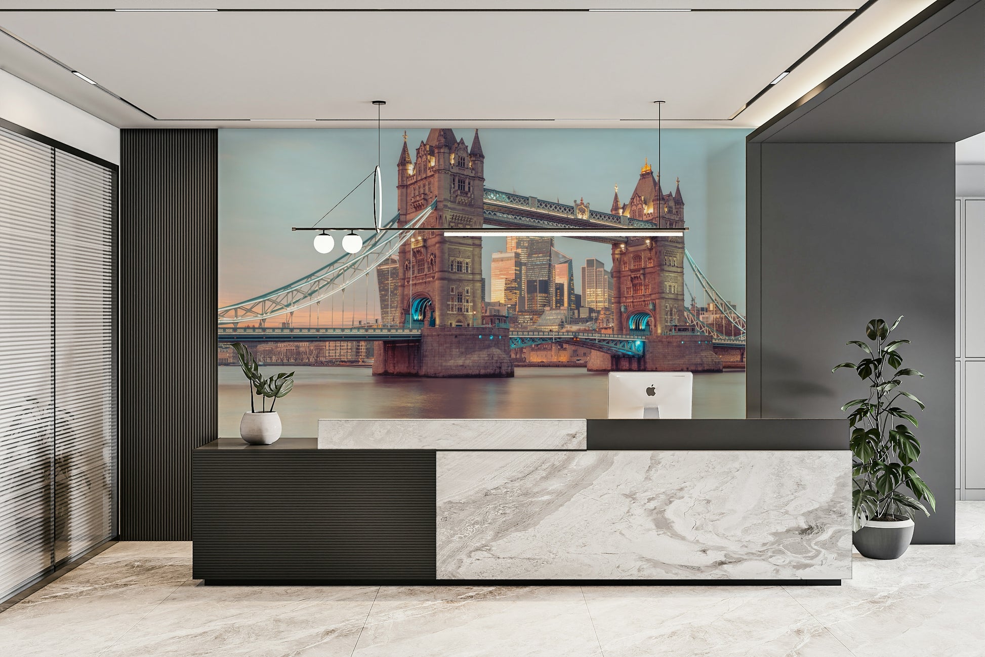 tower bridge with lights on the water

