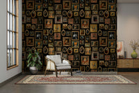 Wall mural showing a gallery of artistic feline portraits.

