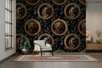 Golden Retriever portraits wallpaper for a pet lover's room.

