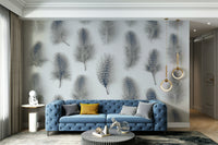 Muted grays, whites, earthy tones.

