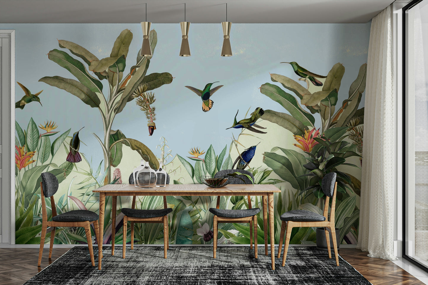 Lush tropical paradise scene.

