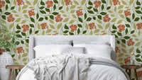 Earthy floral wallpaper design.

