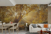 Expansive natural landscape mural.

