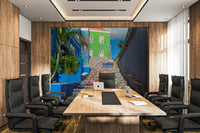 Mosaic Steps wallpaper for a unique living room.

