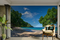 White sand and turquoise ocean water.

