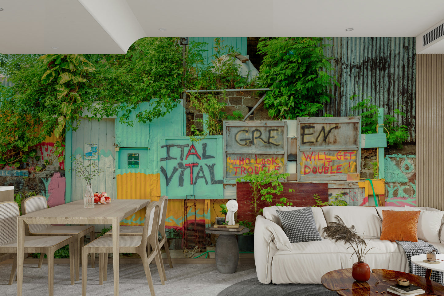 Colorful Alleyway Charm mural for an art studio.

