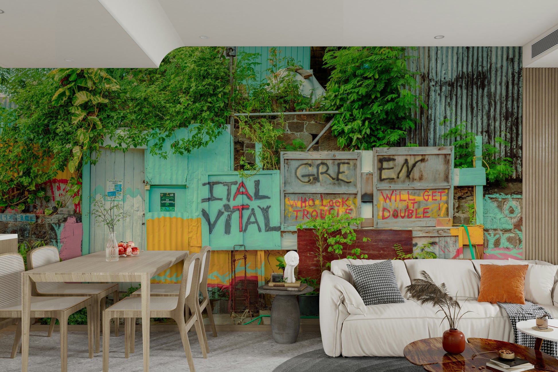 Colorful Alleyway Charm mural for an art studio.

