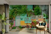 Wall mural with a bohemian and artistic feel.

