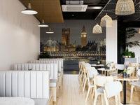 Wall mural showing Big Ben and the Houses of Parliament at night.

