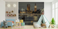 Evening in London wallpaper for a living room.

