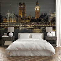 Wall mural with a moody, dark color palette.

