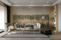 Installation of the mural on a white wall.

