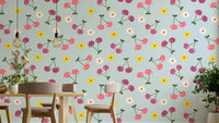 A soft and whimsical wallpaper pattern.
